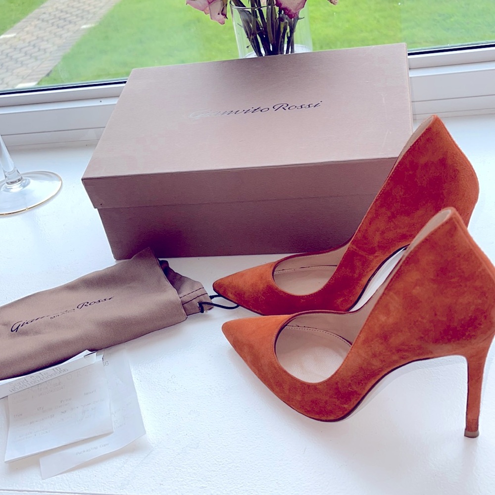 Gianvito Rossi Orange Suede Heels 37